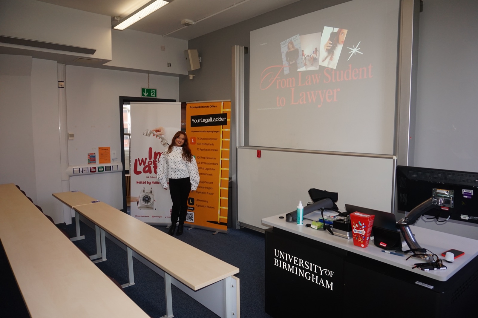 YourLegalLadder founder, Hollie Gould, presenting at University of Birmingham Legal Careers Week